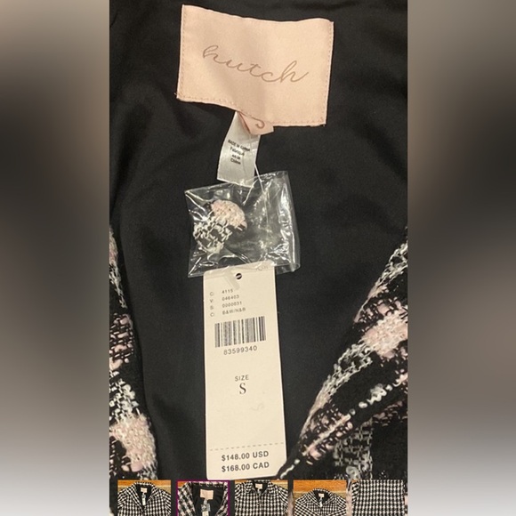 Hutch Black and Pink Cropped Checkered Tweed Jacket - Picture 9 of 9